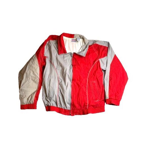 Vintage Athletic Works Jacket Adult Medium Red Windbreaker Full Zip Outdoor Mens - Picture 1 of 9